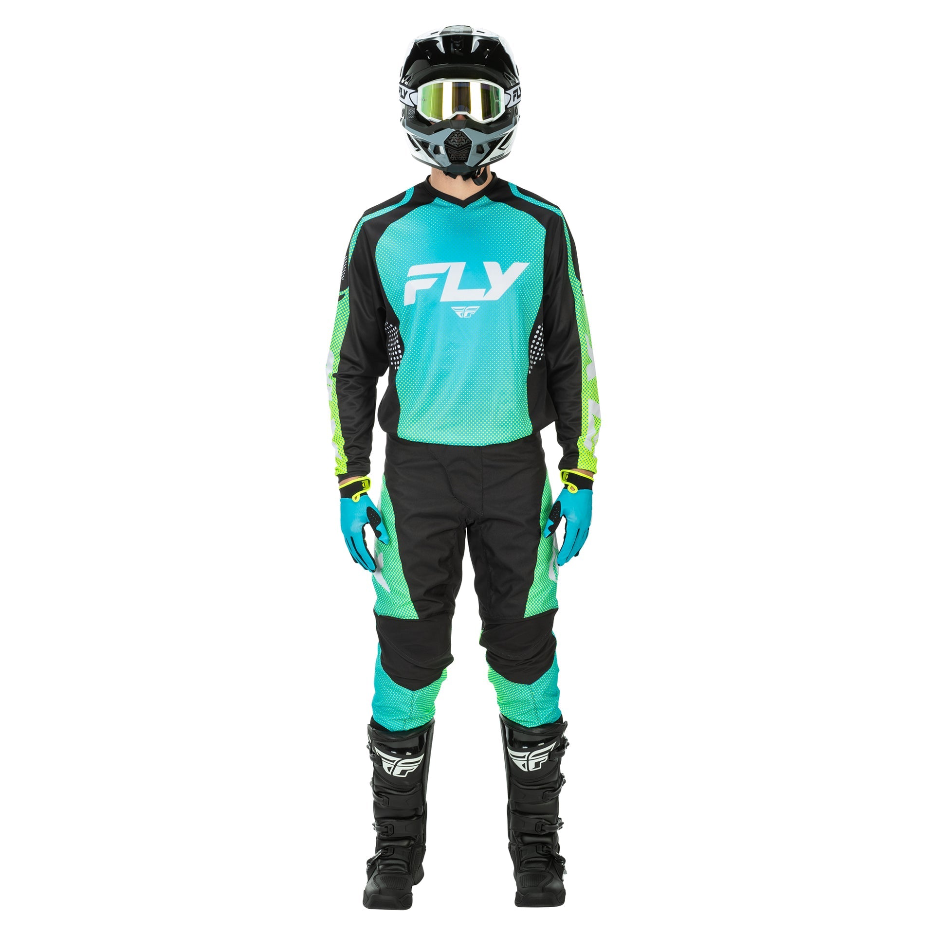 FLY MX Jersey & Pant Kit Deal - F-16 (Aqua/Black/White) L/32"