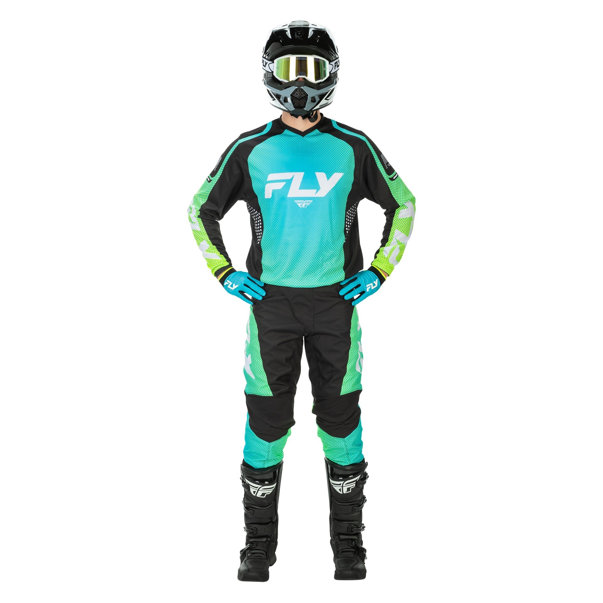 FLY MX Jersey & Pant Kit Deal - F-16 (Aqua/Black/White) L/32"