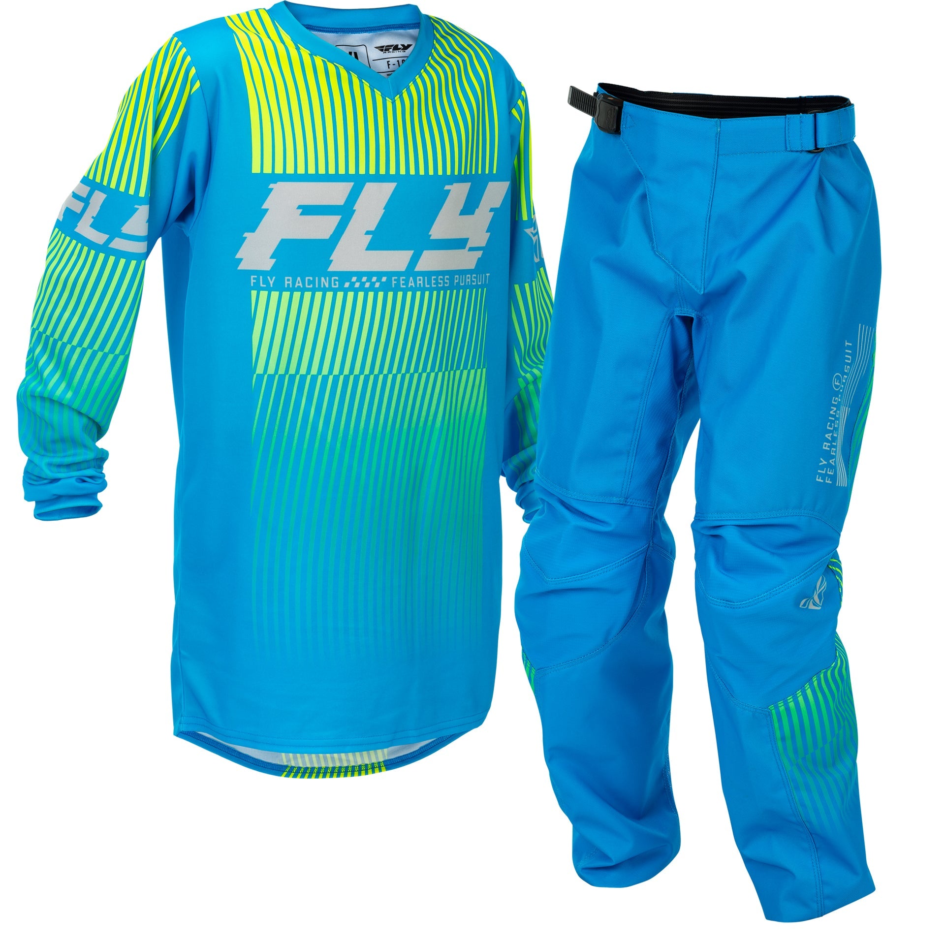 FLY Youth MX Jersey & Pant Kit Deal - F-16 (Blue/Hi-Vis) YL/Y26"