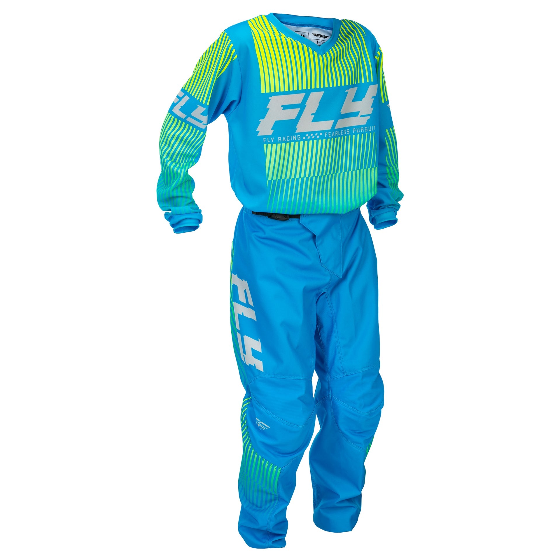 FLY Youth MX Jersey & Pant Kit Deal - F-16 (Blue/Hi-Vis) YL/Y26"