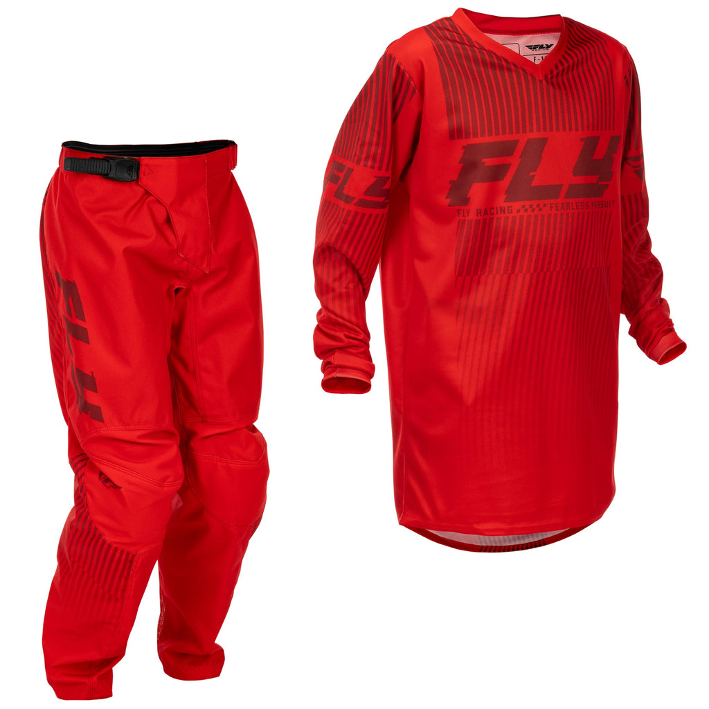 FLY Youth MX Jersey & Pant Kit Deal - F-16 (Red) YL/Y26"