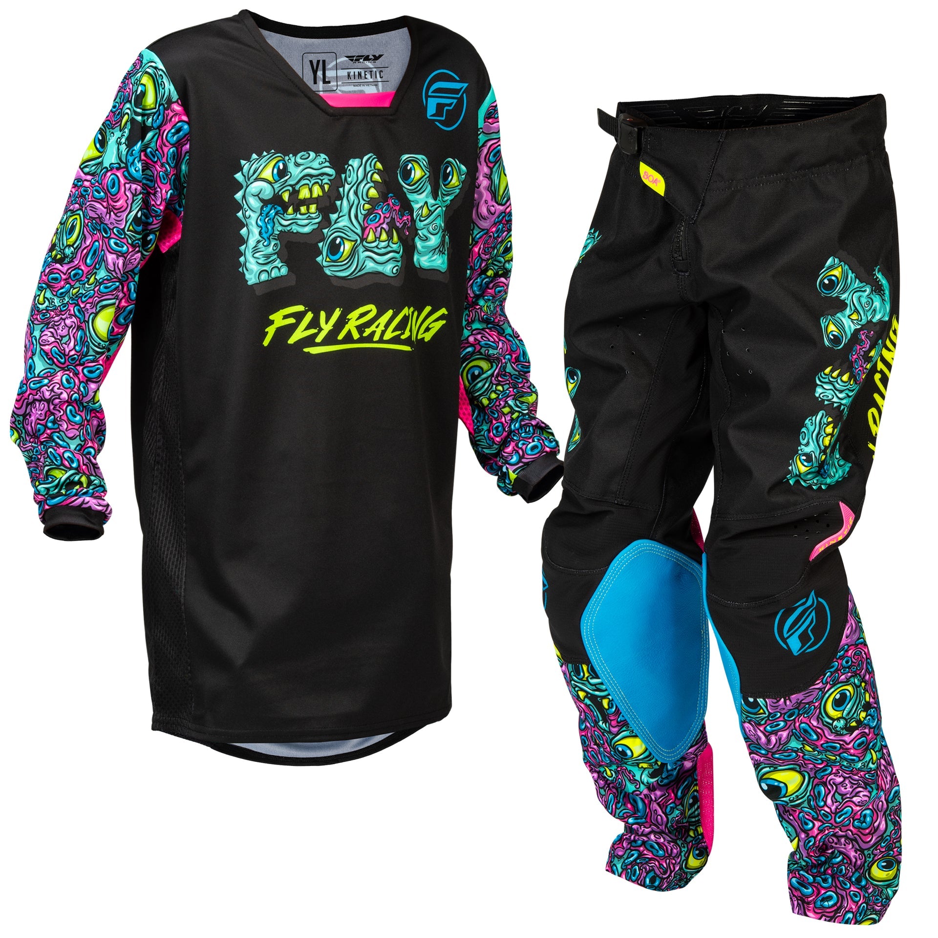 FLY Youth MX Jersey & Pant Kit Deal - Kinetic MUTANT (Black/Multi) YL/Y26"