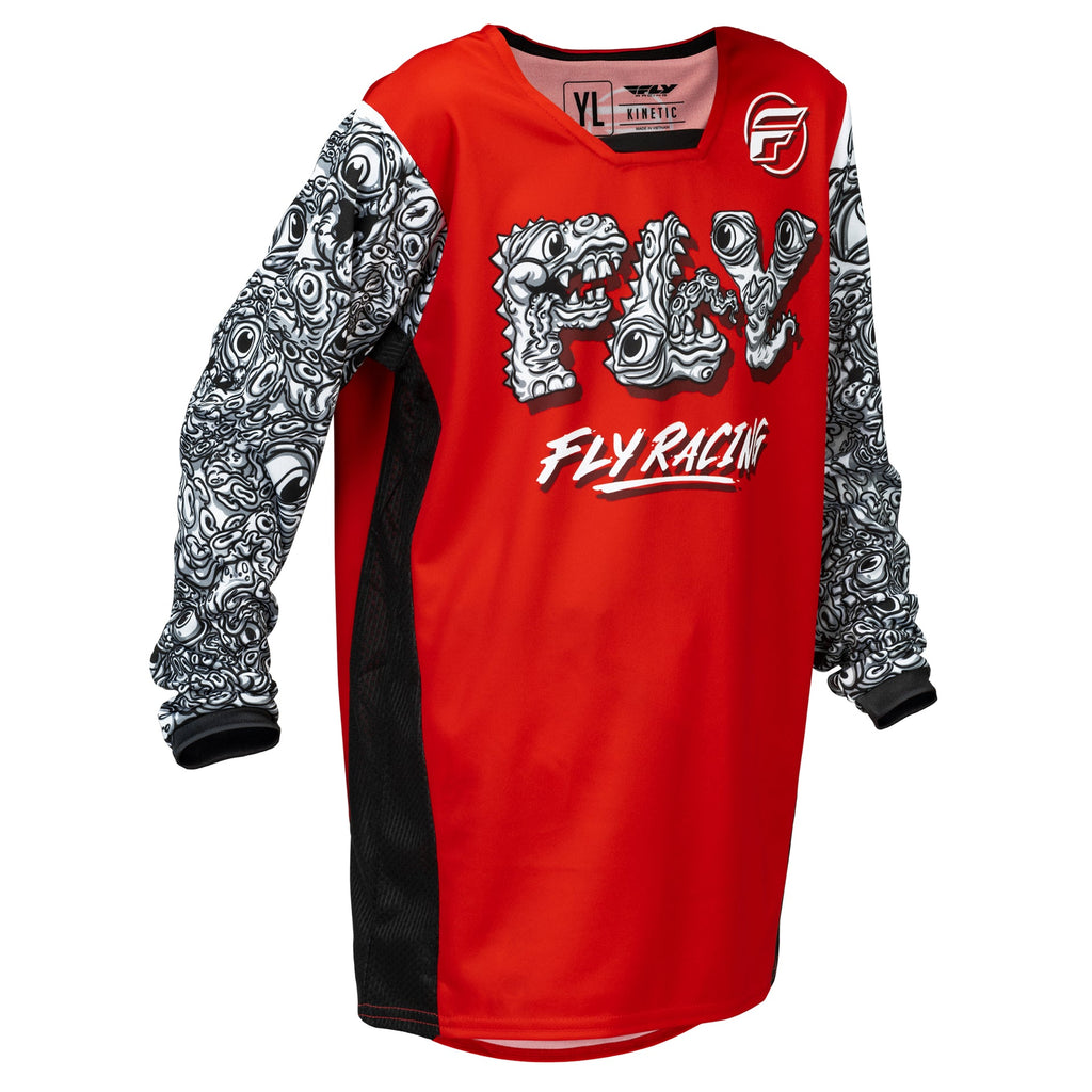FLY Youth MX Jersey & Pant Kit Deal - Kinetic MUTANT (Red/White/Black) YL/Y26"
