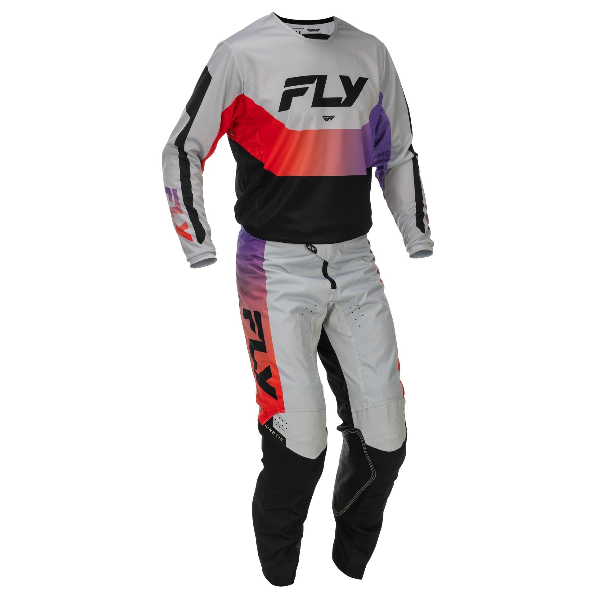 FLY MX Jersey & Pant Kit Deal - Kinetic (Grey/Black/Red) L/32"