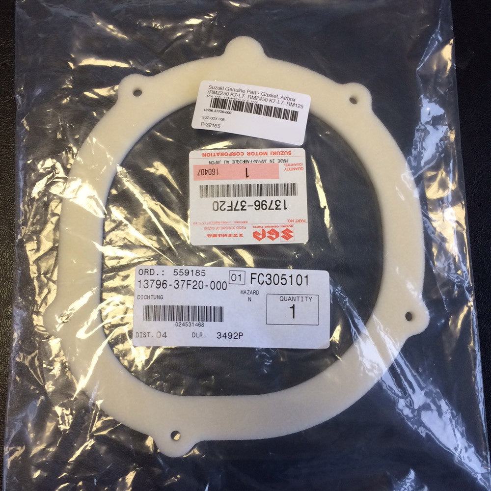Suzuki Genuine Part - Gasket, Airbox (RMZ250 K7-L8, RMZ450 K7-L7, RM125 K4-K8, RM250 K4-K8) - 13796-37F20-000