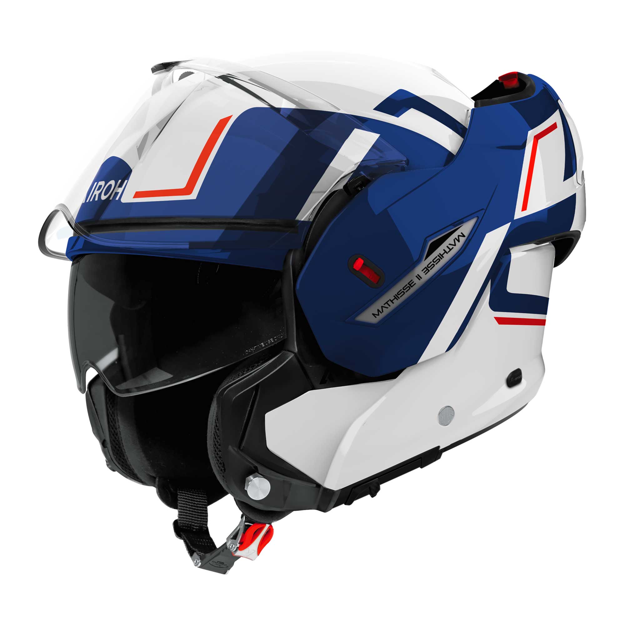 Airoh Mathisse 2 Genius Motorcycle Touring Flip Over Helmet (White/Blue/Red)