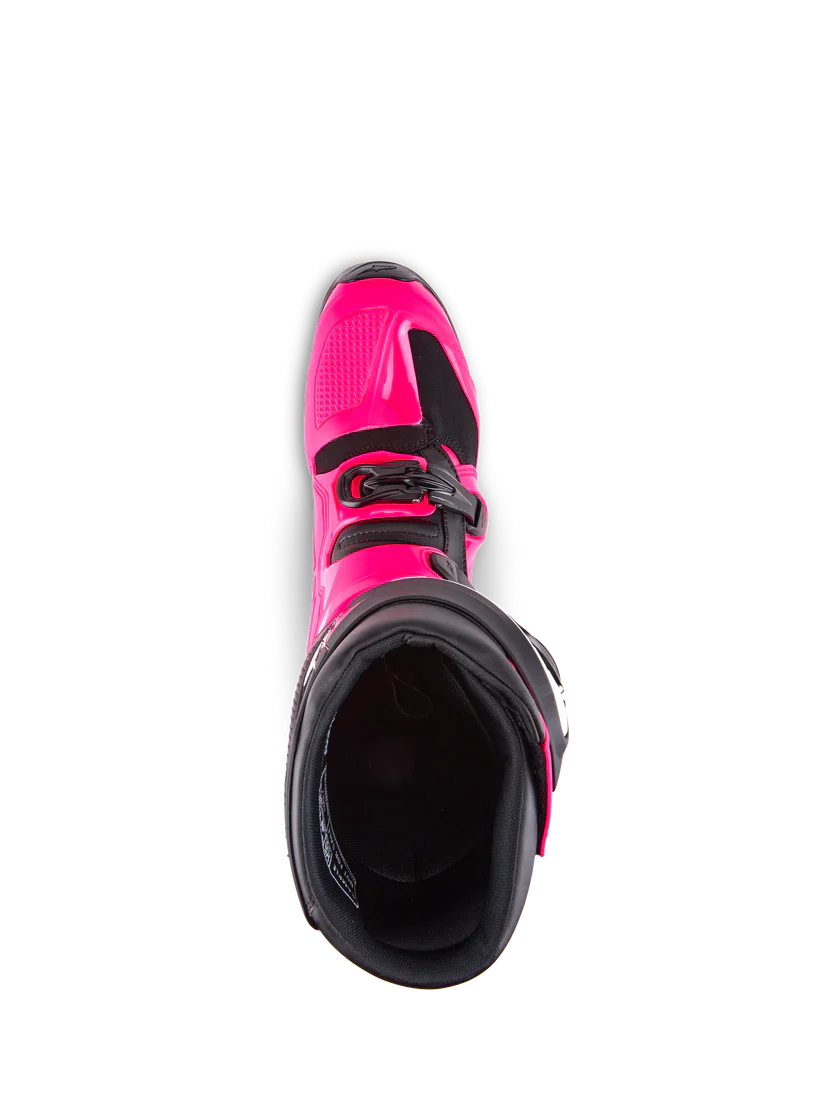 Alpinestars Tech 7 Boots in Diva Pink offset with black and a white logo