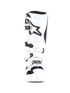 White motocross boot with black star logo on a white background