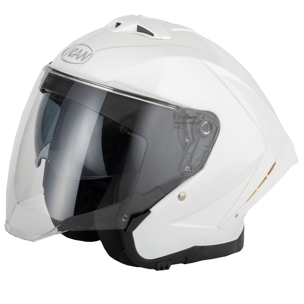 Vcan H599 Open Face Helmet With Clear Visor + Sun Visor (White)