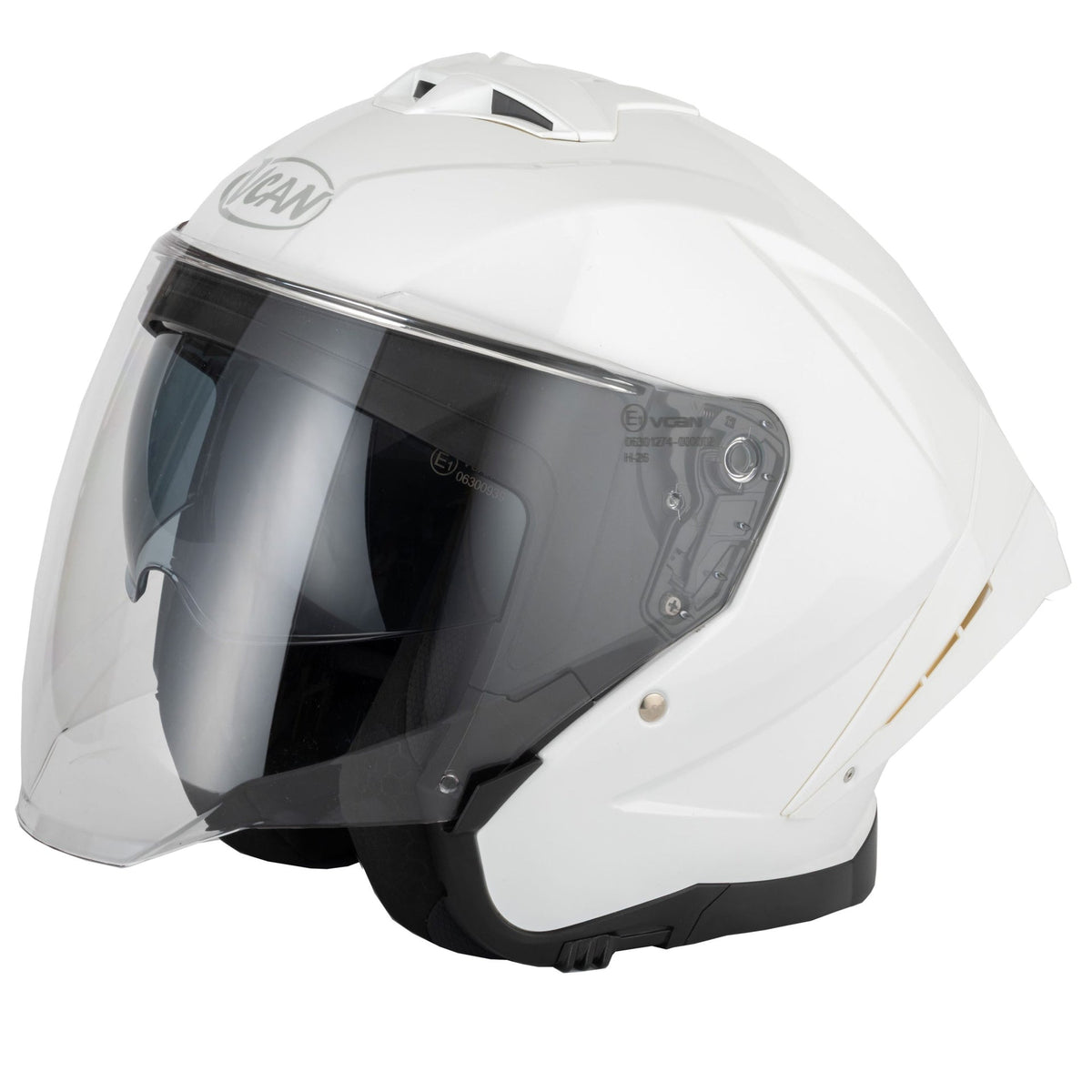 Vcan H599 Open Face Helmet With Clear Visor + Sun Visor (White)