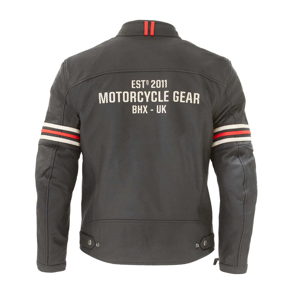 Merlin Revival D3O Motorcycle Leather Jacket (Black/Vintage