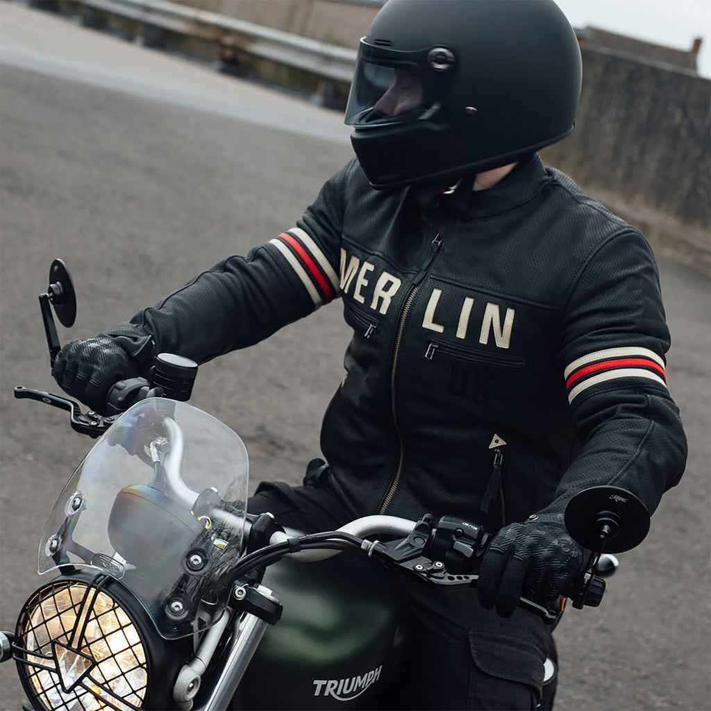 Merlin Revival D3O Motorcycle Leather Jacket (Black/Vintage