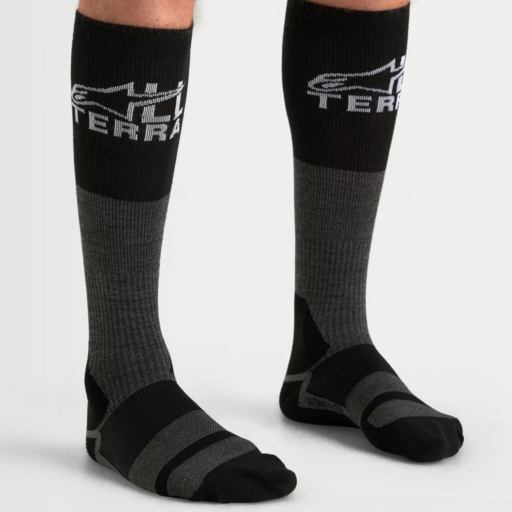 Alpinestars AT 8 MERINO Motorcycle Riding Socks (Tar Grey/Black)