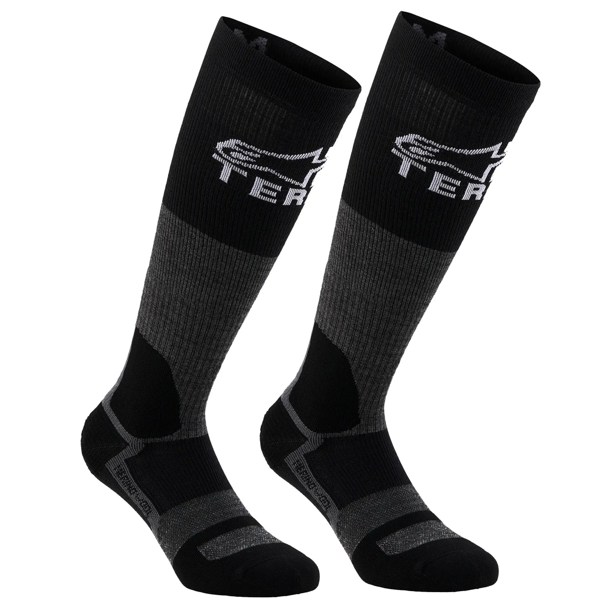 Alpinestars AT 8 MERINO Motorcycle Riding Socks (Tar Grey/Black)