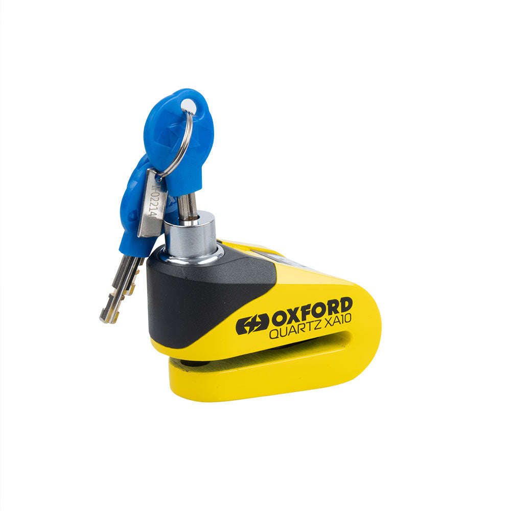 Oxford Quartz XA10 Alarm Disc Lock 10mm Pin (Yellow)